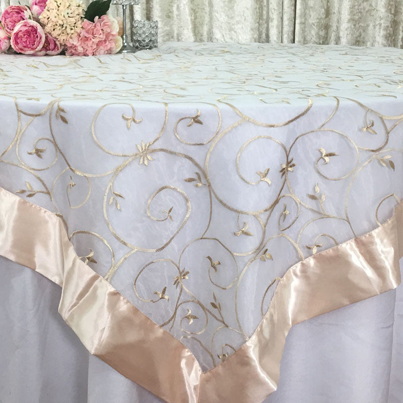 Moss green Swirl Embroidered Organza Table Runners